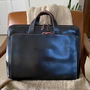 Lodis 100% Genuine Leather Laptop Shoulder bag with Red Trim and Silver hardware